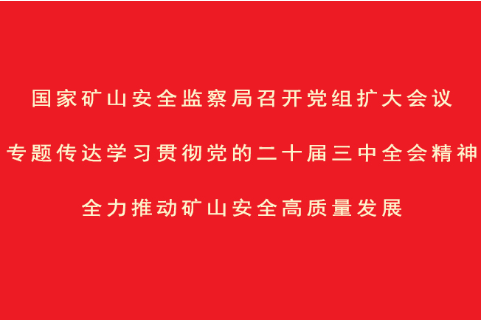 國家礦山安全監察局召開黨組擴大會議  專題傳達學習貫徹黨的二十屆三中全會精神  全力推動礦山安全高質量發展